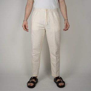 Scotch & Soda Cotton Linen Drawstring Trousers in Bone 31x28